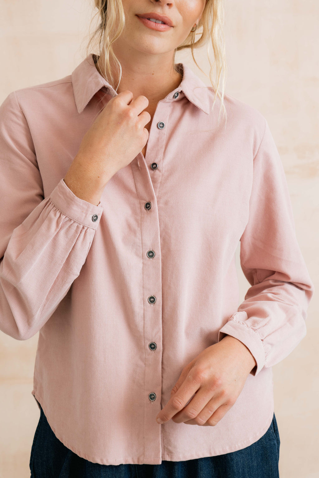 Lily & Me Ana Fine Cotton Needlecord Shirt Jacket - White or Blush
