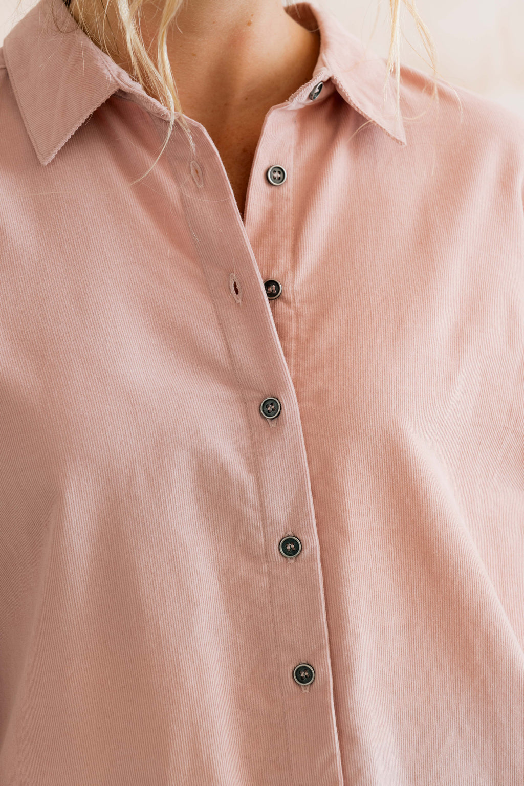 Lily & Me Ana Fine Cotton Needlecord Shirt Jacket - White or Blush