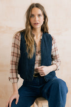 Lily & Me Pavillion Cotton Linen Reversible Denim Quilted Waistcoat