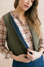 Lily & Me Pavillion Cotton Linen Reversible Denim Quilted Waistcoat