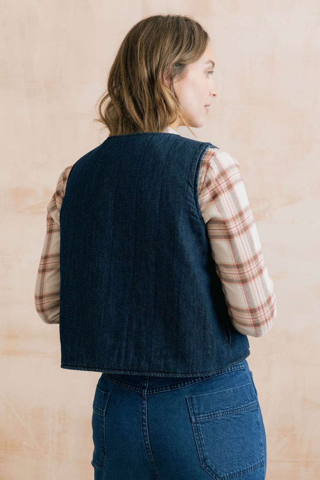 Lily & Me Pavillion Cotton Linen Reversible Denim Quilted Waistcoat