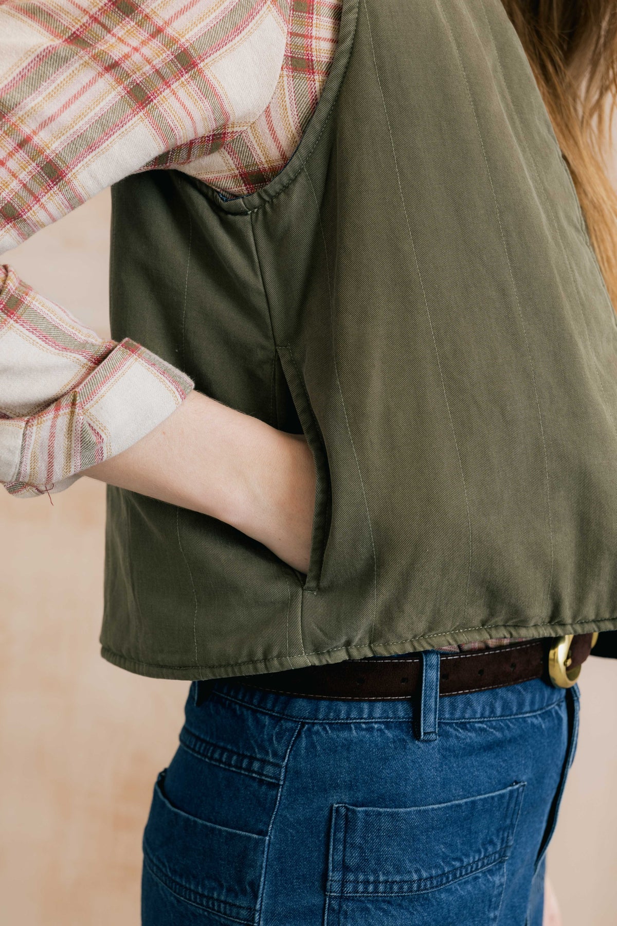 Lily & Me Pavillion Cotton Linen Reversible Denim Quilted Waistcoat