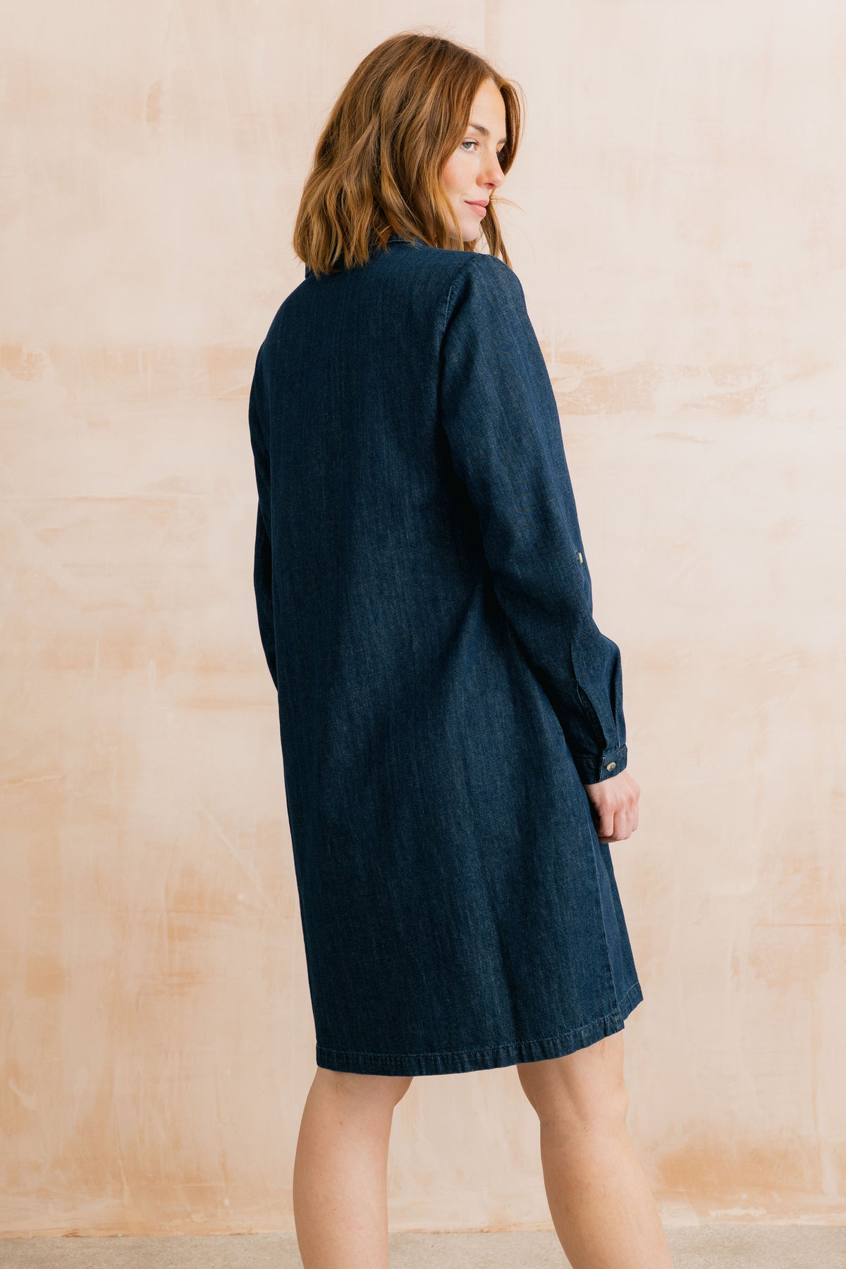 Lily & Me Emma Cotton Linen Blend Denim Short Dress