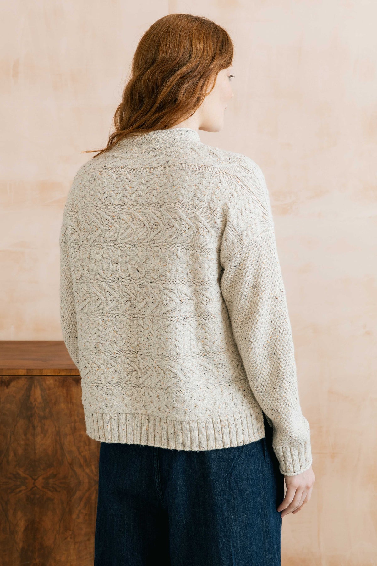 Lily & Me Sonia Ecru Fleck Cotton Blend Fisherman's Jumper