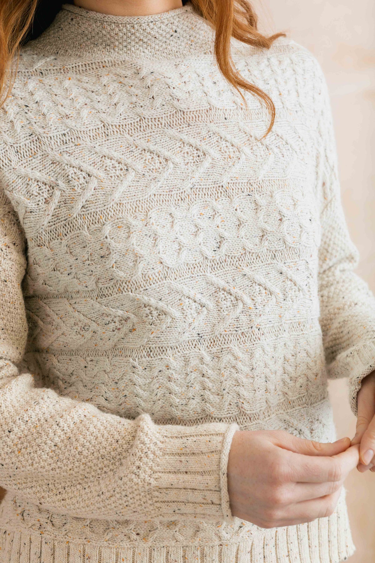 Lily & Me Sonia Ecru Fleck Cotton Blend Fisherman's Jumper