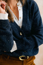 Lily & Me Bloom Navy White Fleck Recycled Cotton Blend Cardigan