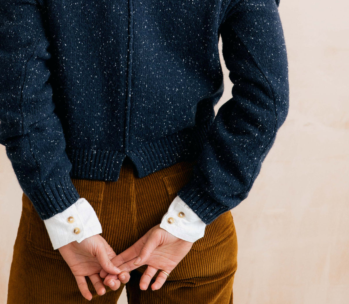 Lily & Me Bloom Navy White Fleck Recycled Cotton Blend Cardigan