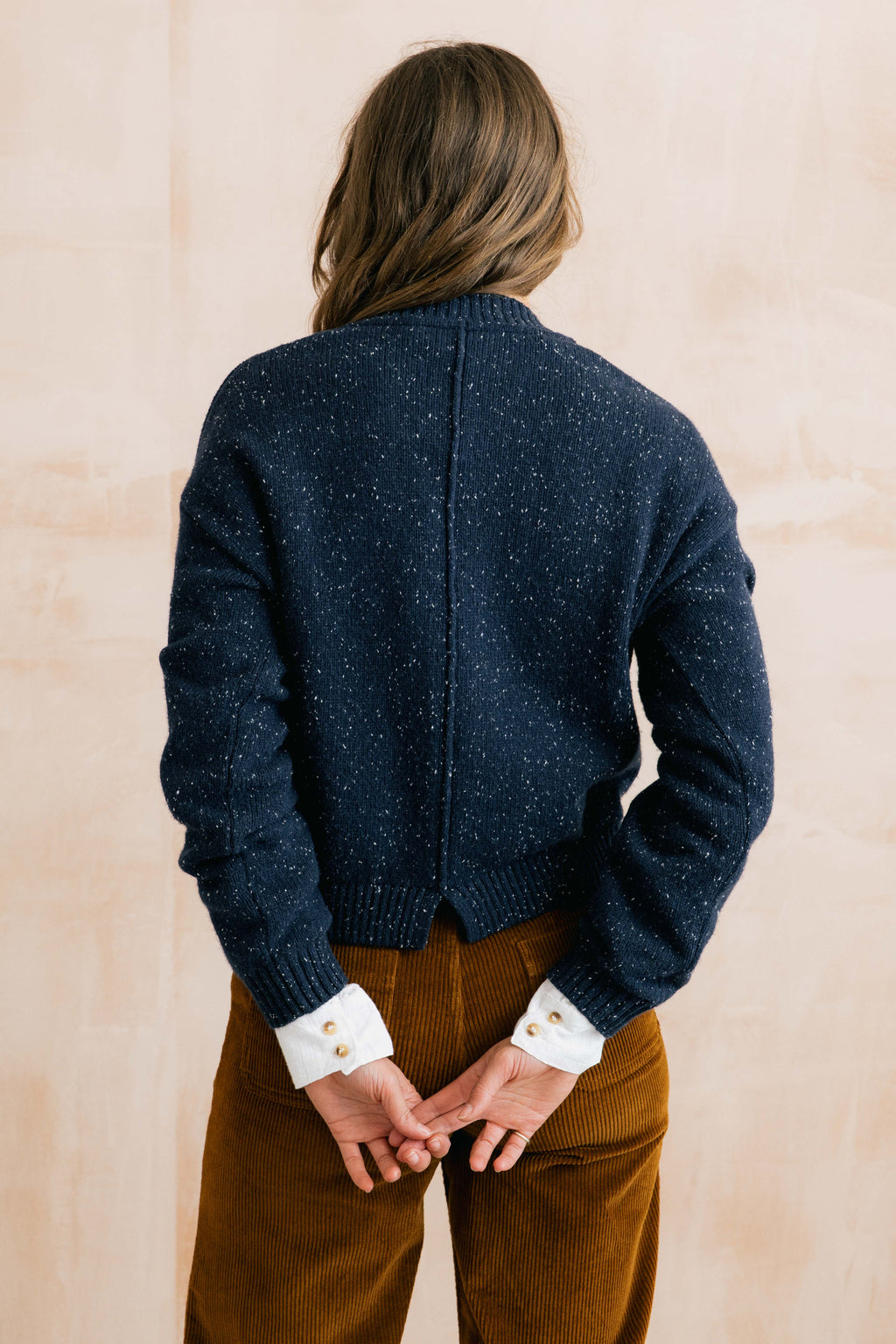 Lily & Me Bloom Navy White Fleck Recycled Cotton Blend Cardigan