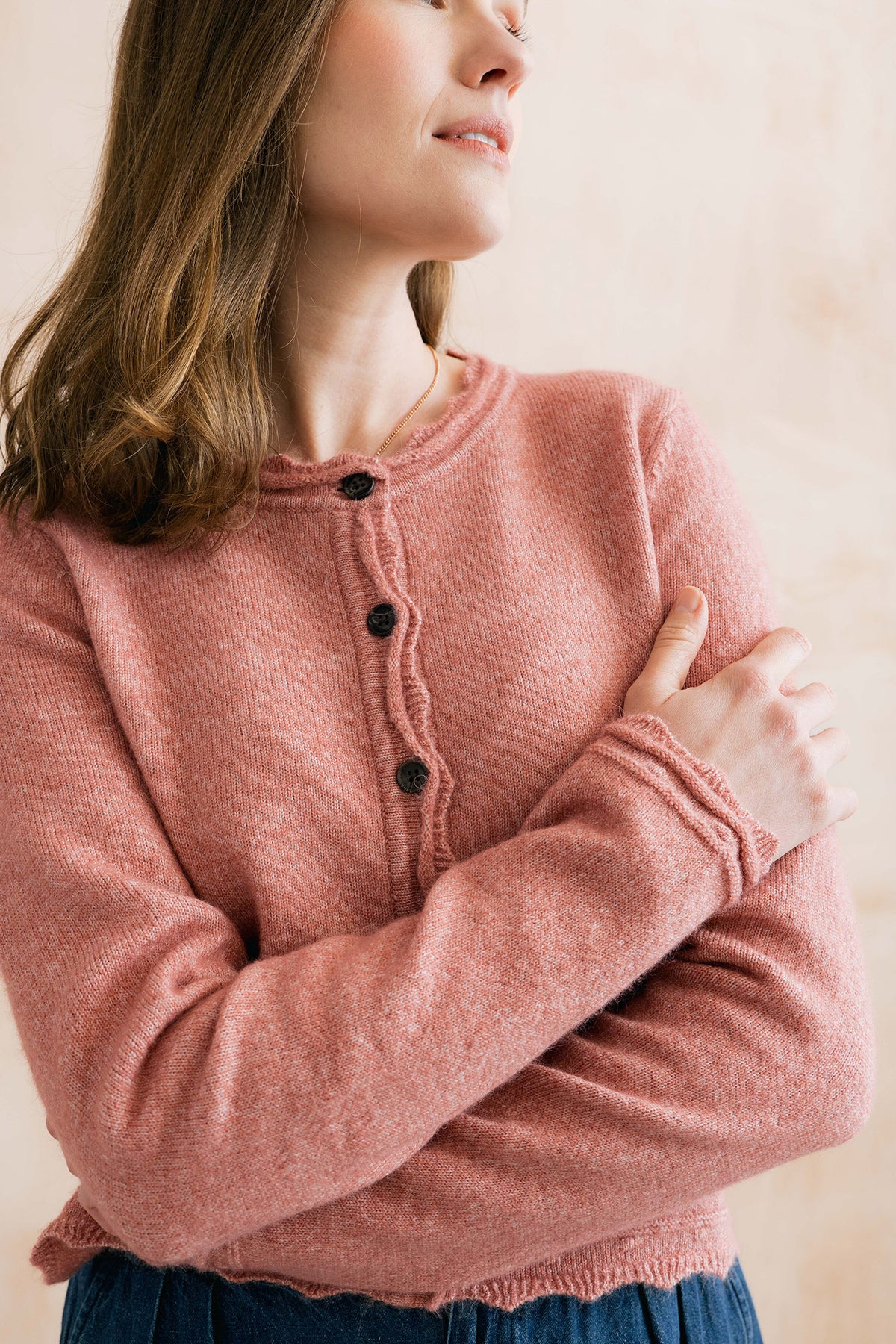 Lily & Me Elodie Outfitter Scalloped Cardigan - Vintage Rose or Sea Blue