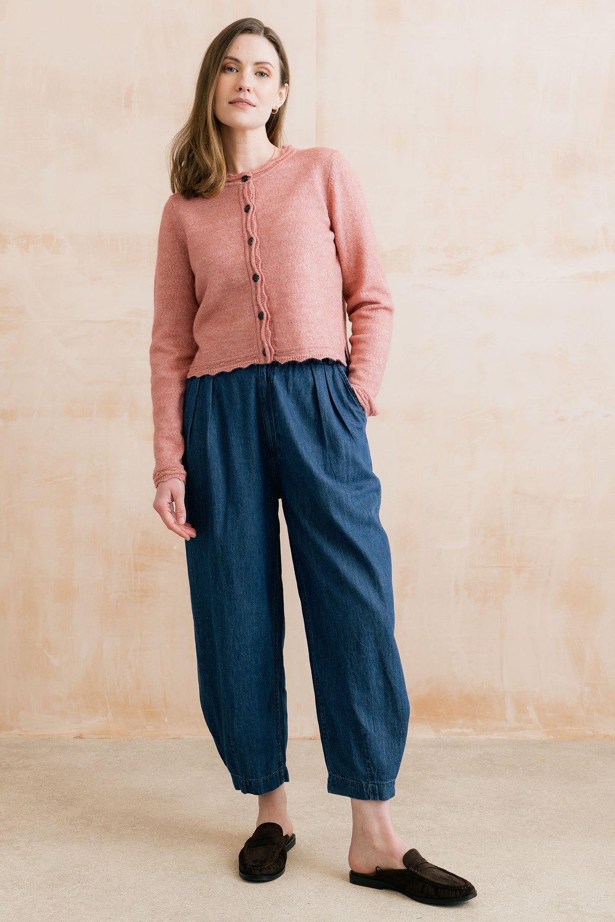 Lily & Me Elodie Outfitter Scalloped Cardigan - Vintage Rose or Sea Blue