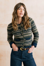 Lily & Me Chestnut Fair Isle Knit Cardigan - Olive