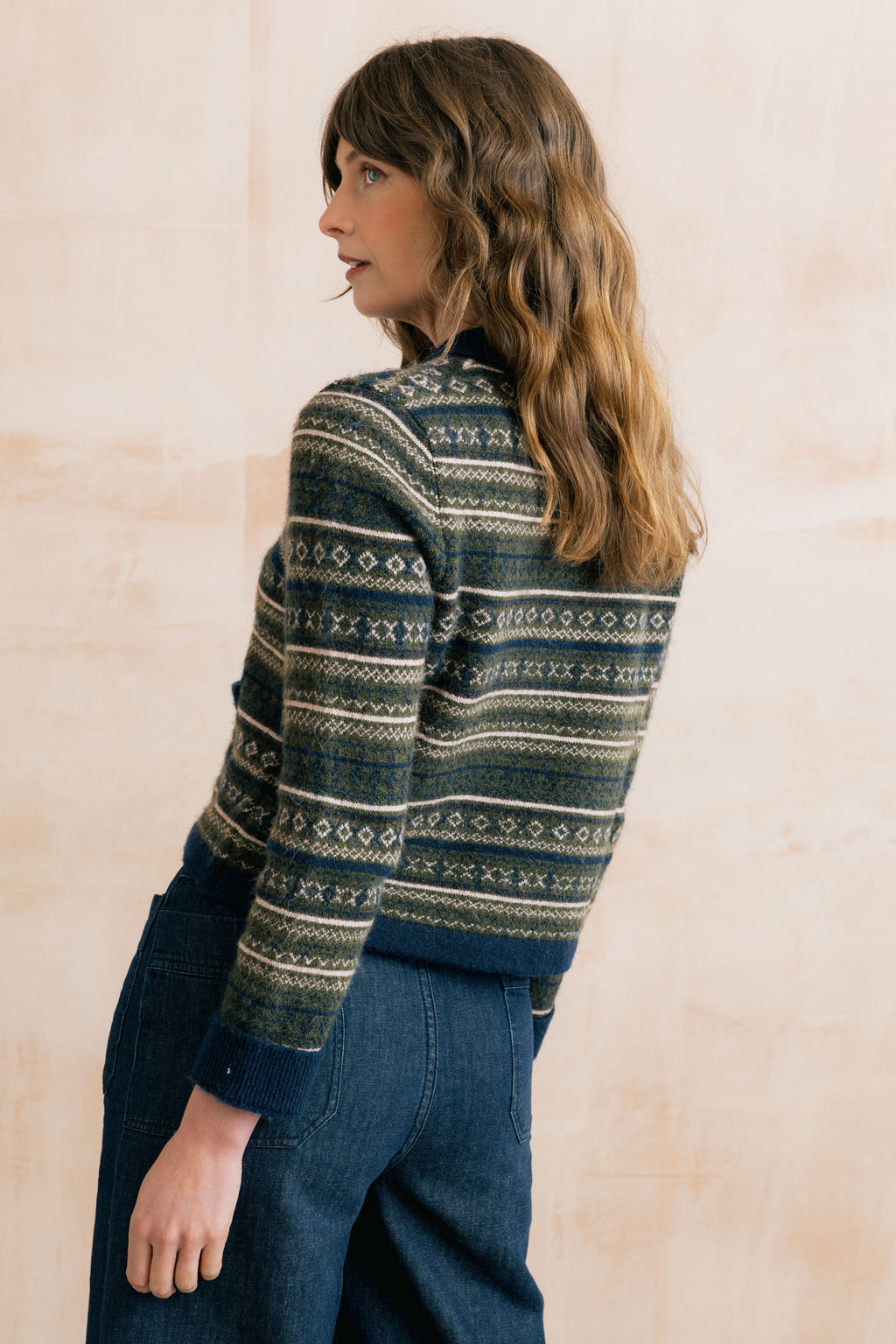 Lily & Me Chestnut Fair Isle Knit Cardigan - Olive