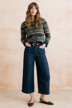 Lily & Me Chestnut Fair Isle Knit Cardigan - Olive