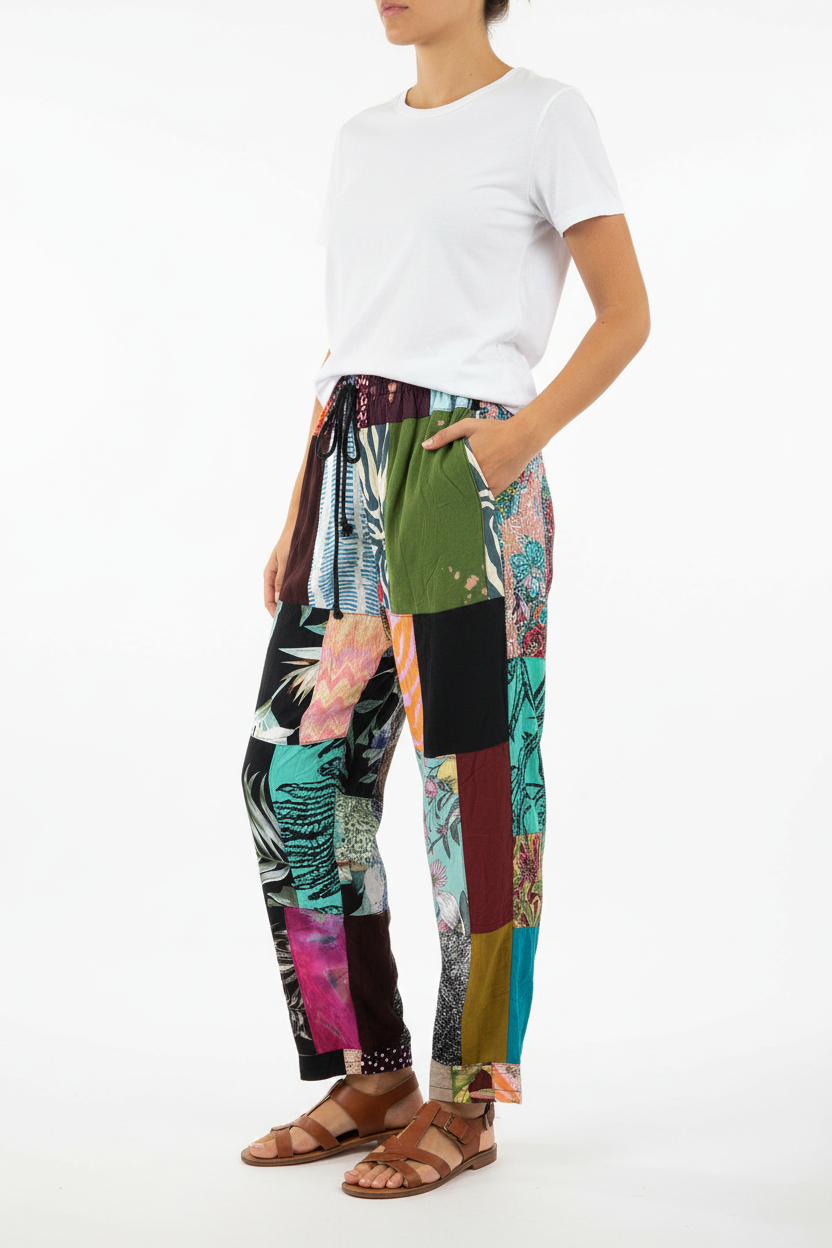 Gringo Fairtrade Indonesian Patchwork Trousers ~ Medium