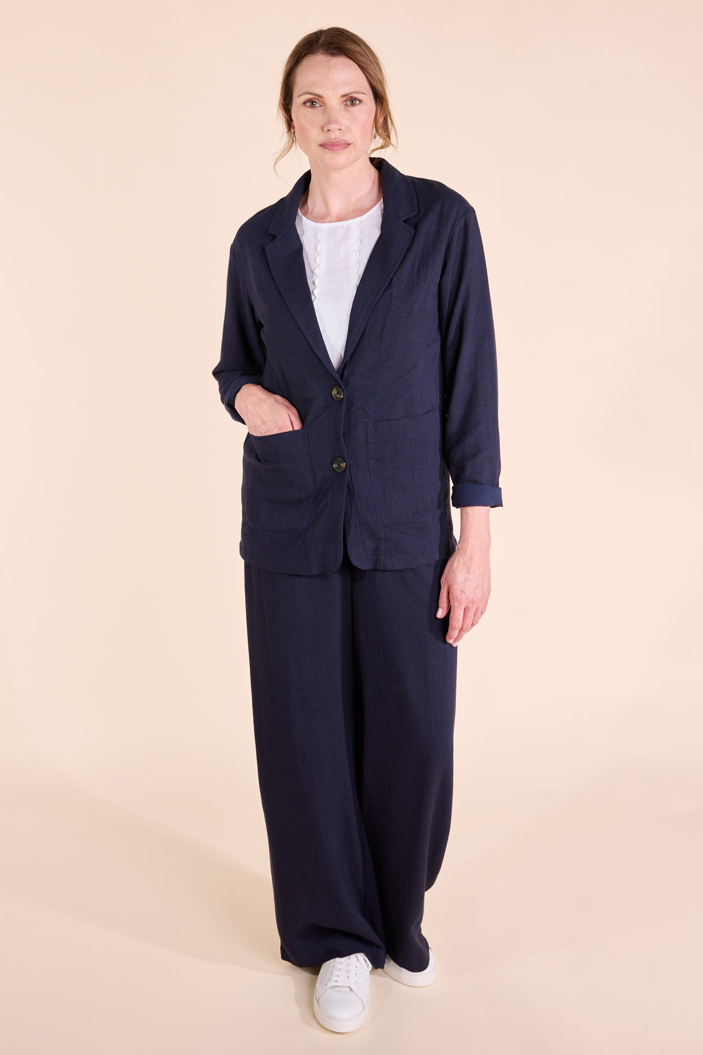 Nomads Fluid Navy Linen Trousers