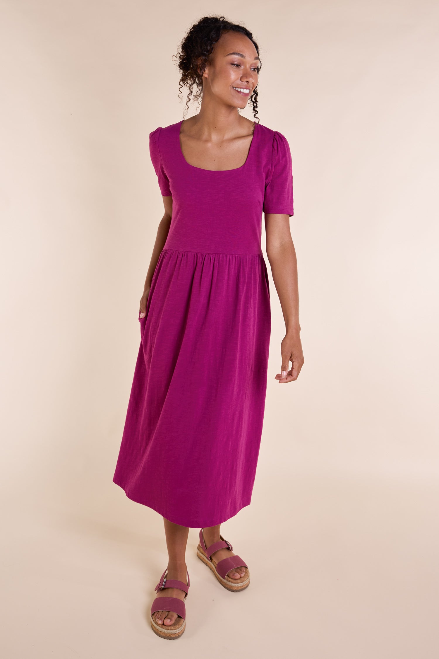 Nomads Cotton Slub Dress ~ Pansy or Tangerine
