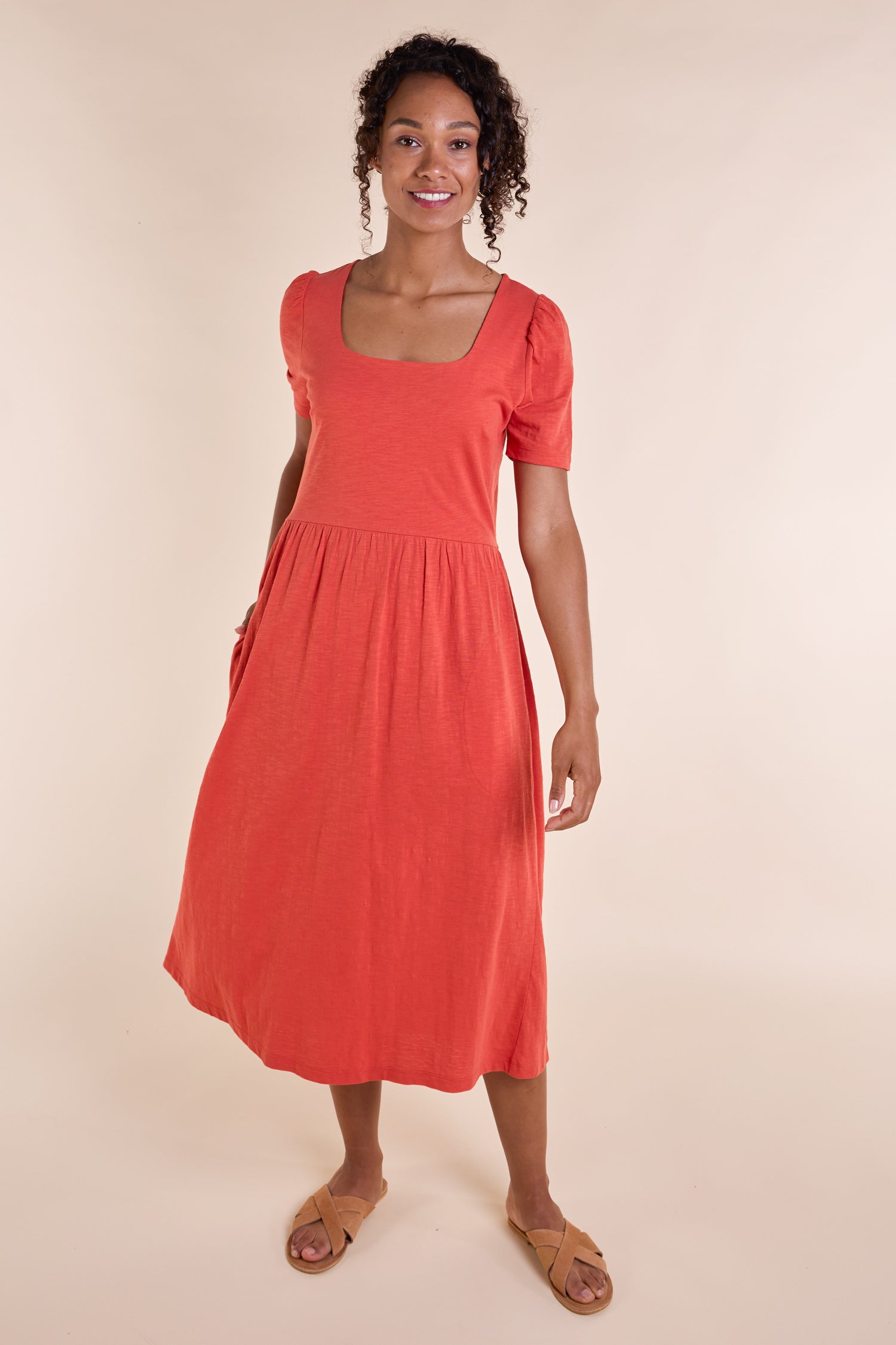 Nomads Cotton Slub Dress ~ Pansy or Tangerine