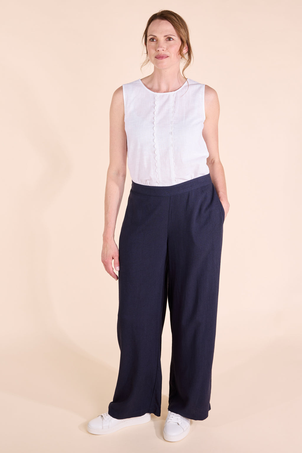 Nomads Fluid Navy Linen Trousers