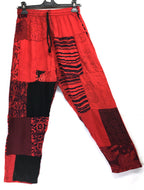 Gringo Fairtrade Indonesian Red Patchwork Trousers ~ Small