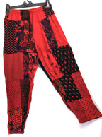 Gringo Fairtrade Indonesian Patchwork Trousers Red ~ Large