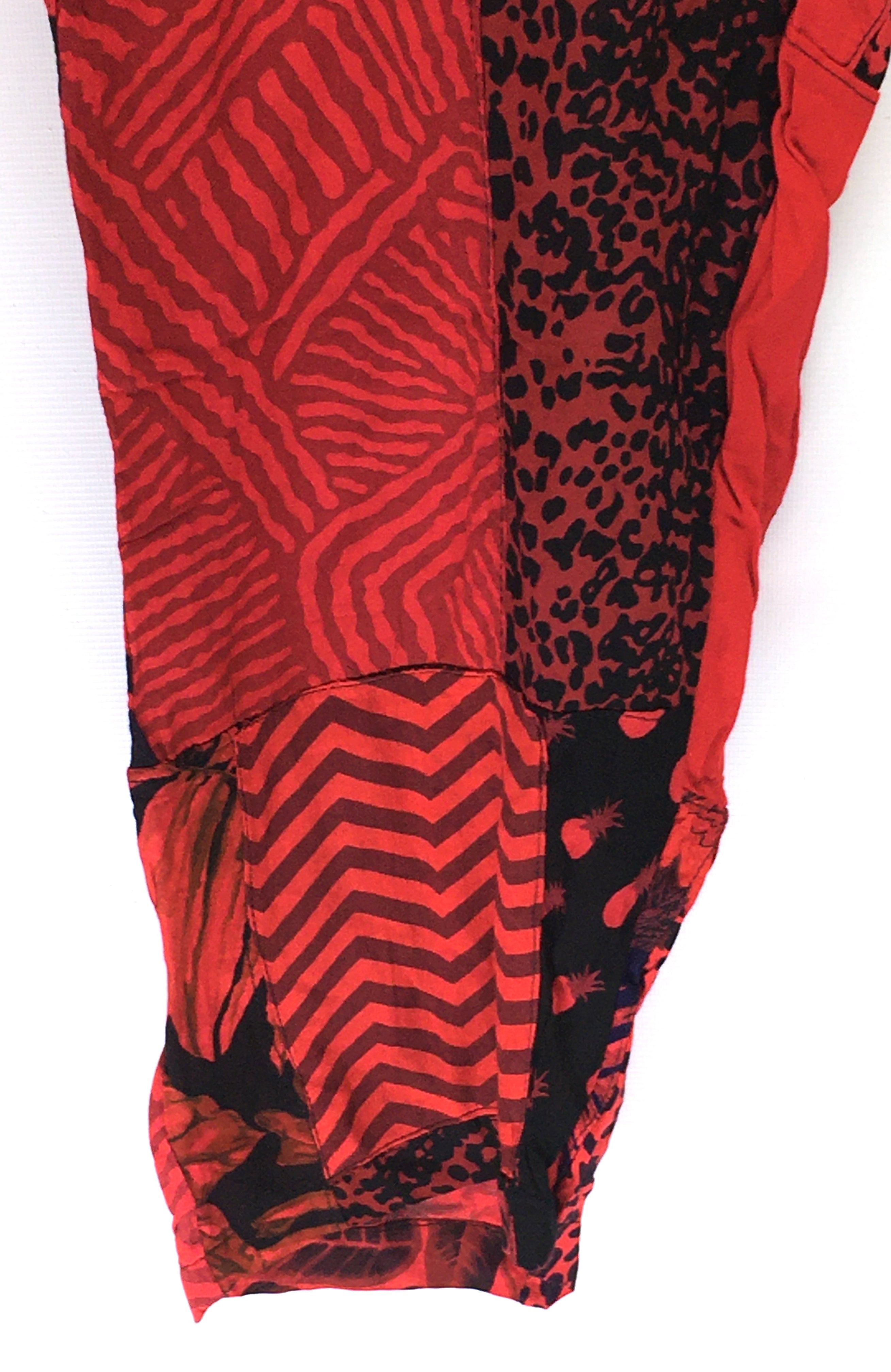 Gringo Fairtrade Indonesian Patchwork Trousers Red ~ Large
