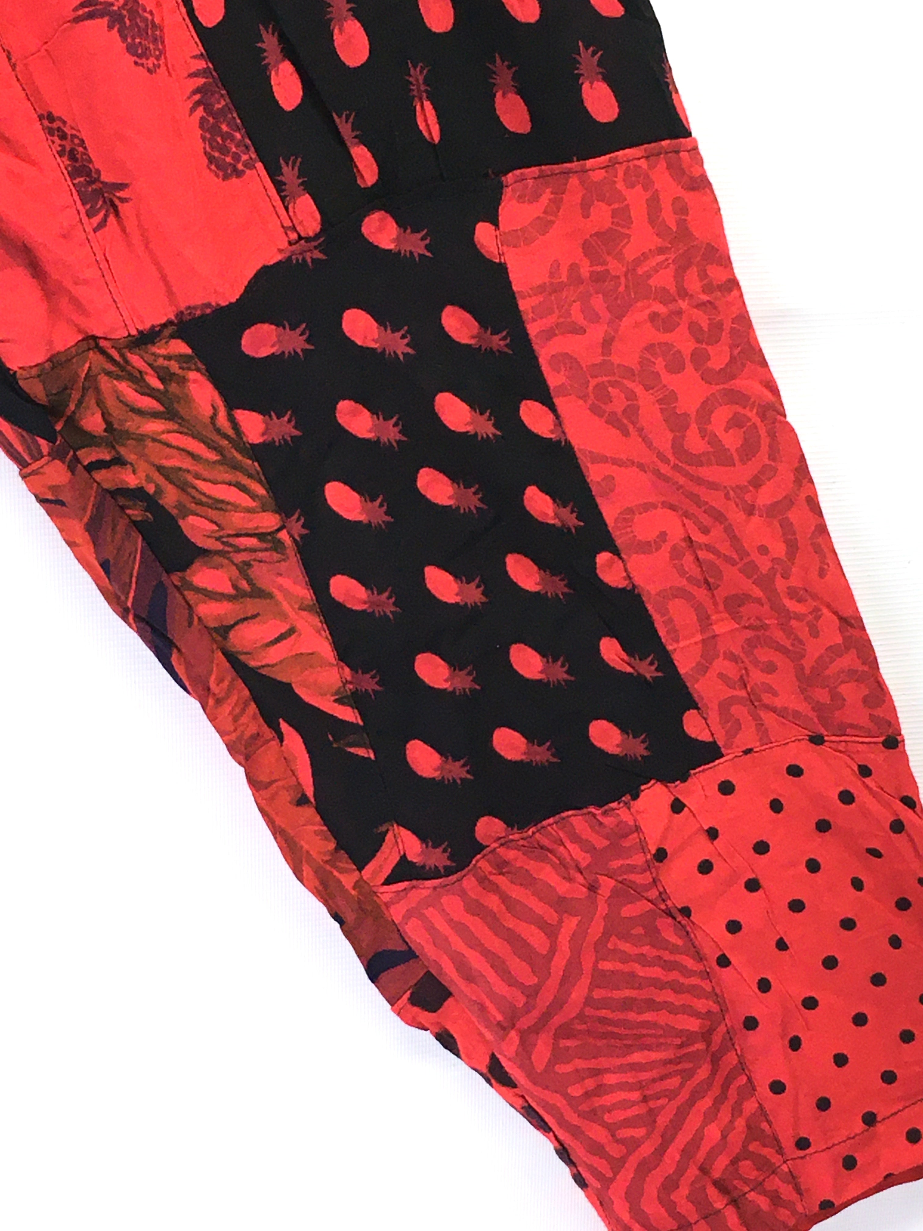 Gringo Fairtrade Indonesian Patchwork Trousers Red ~ Large