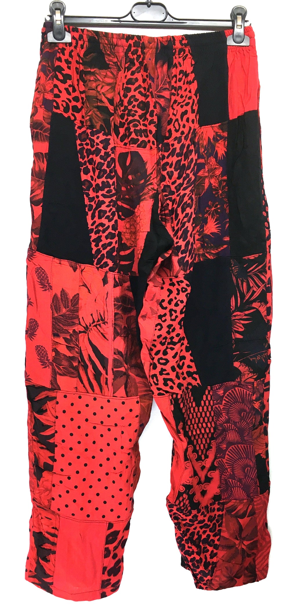 Gringo Fairtrade Indonesian Patchwork Trousers Red ~ Large