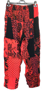 Gringo Fairtrade Indonesian Patchwork Trousers Red ~ Large