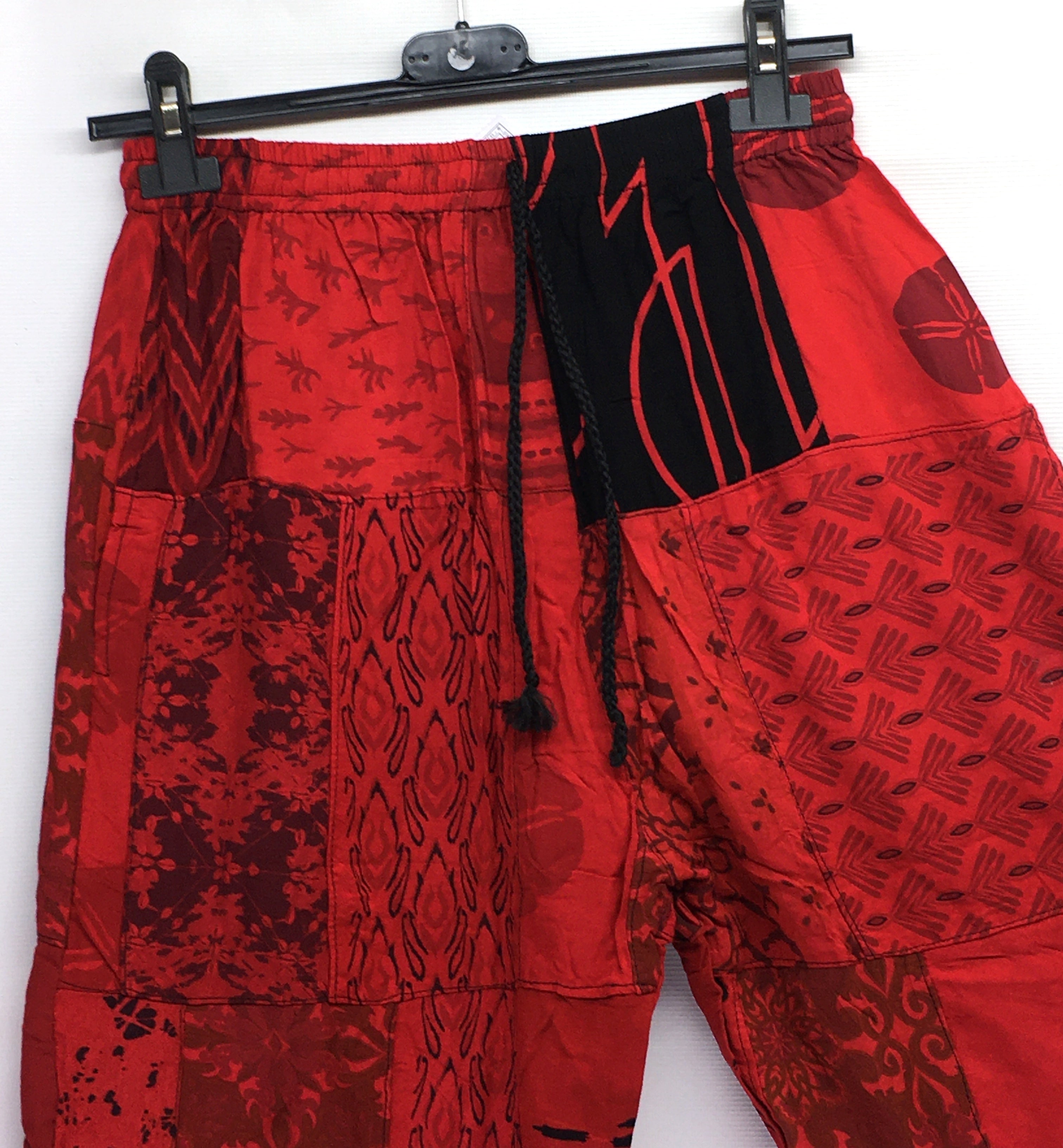 Gringo Fairtrade Indonesian Red Patchwork Trousers ~ Small