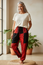 Gringo Fairtrade Indonesian Red Patchwork Trousers ~ Small