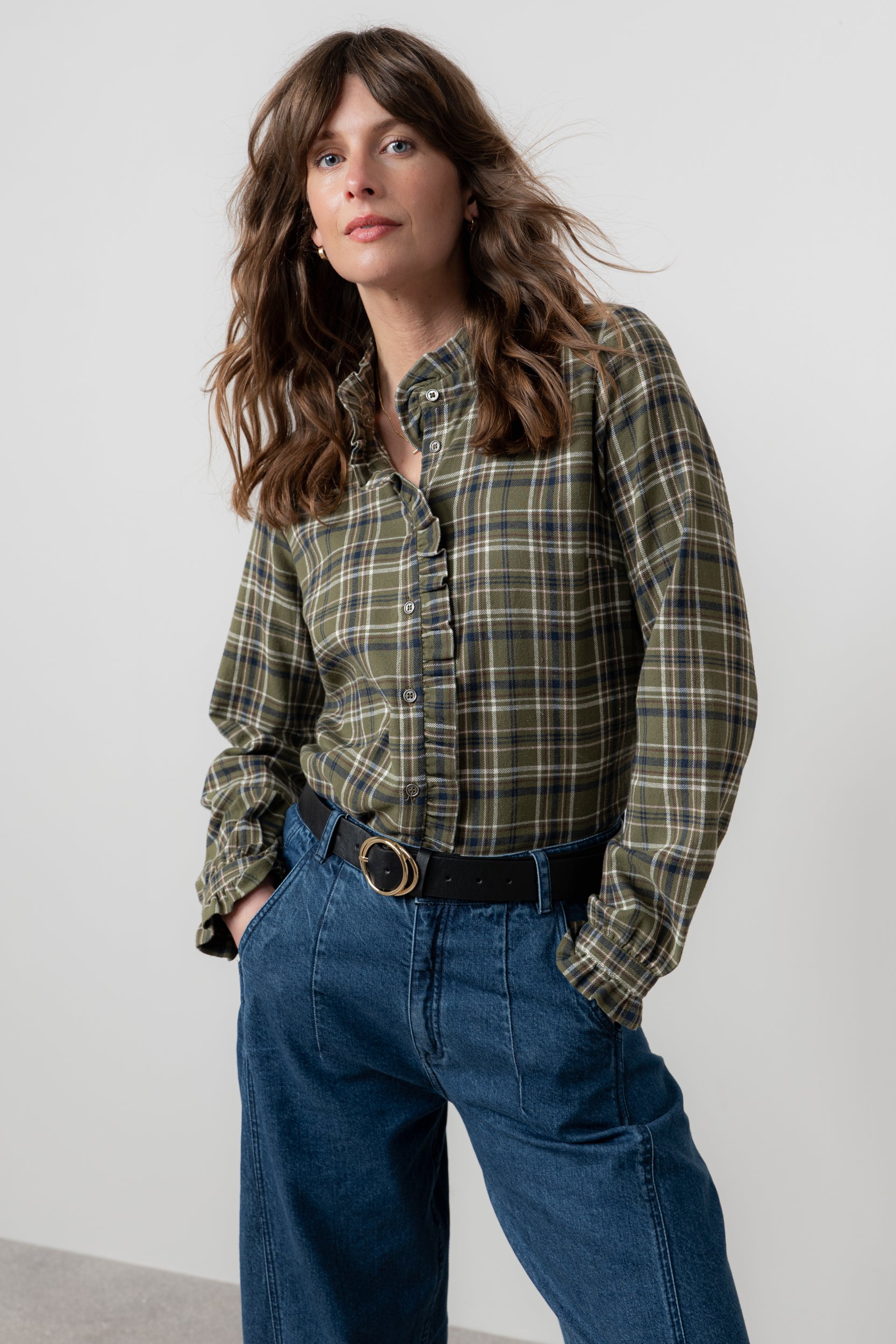Lily & Me Sage Frill Check Shirt