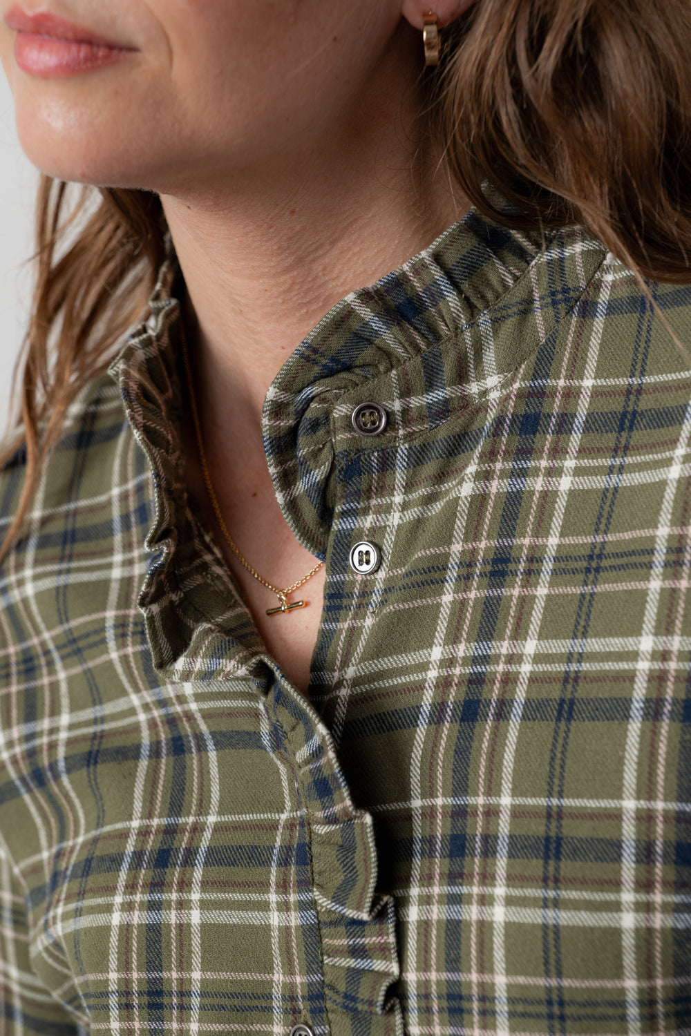 Lily & Me Sage Frill Check Shirt