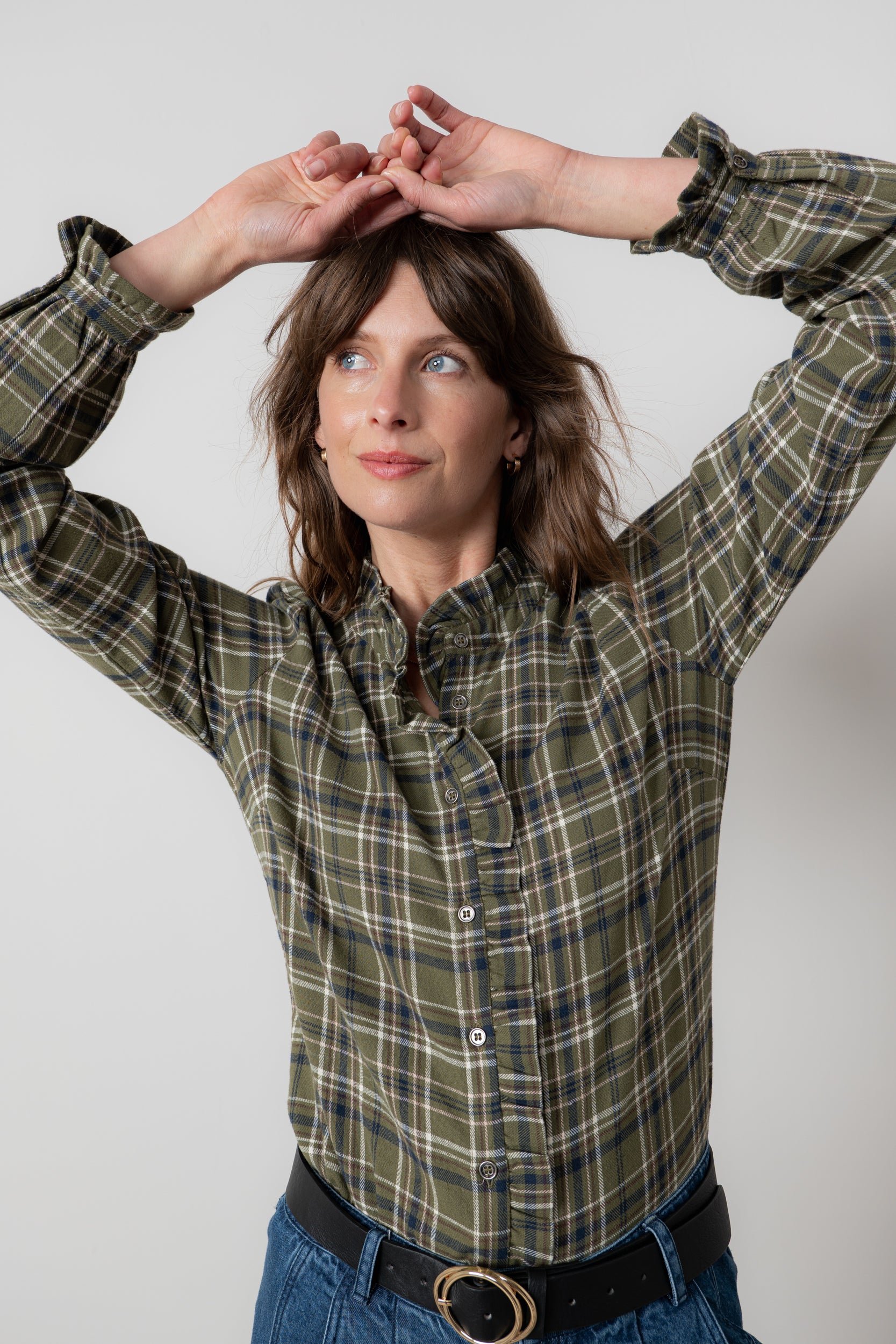 Lily & Me Sage Frill Check Shirt