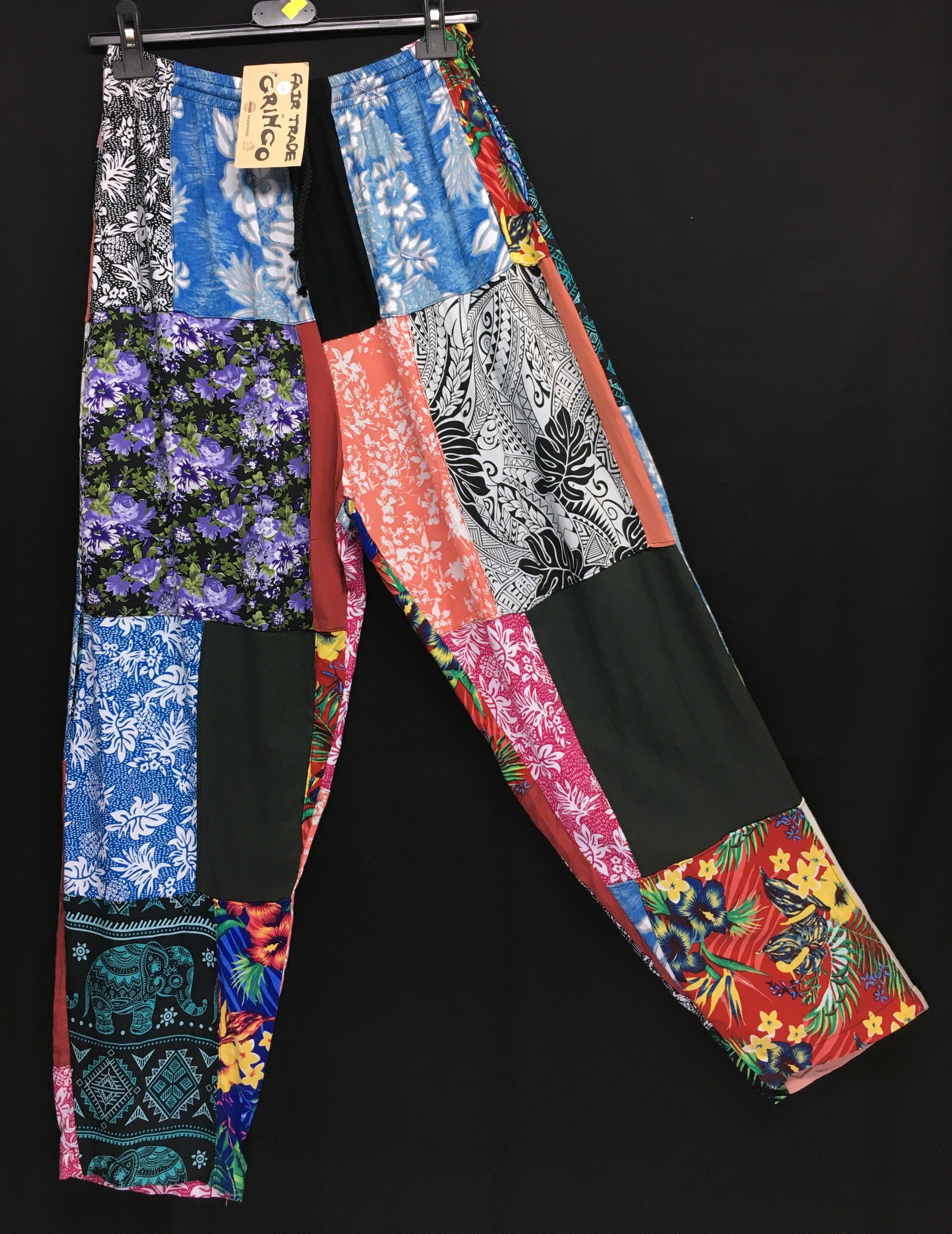 Gringo Fairtrade Indonesian Patchwork Trousers Multi ~ Small