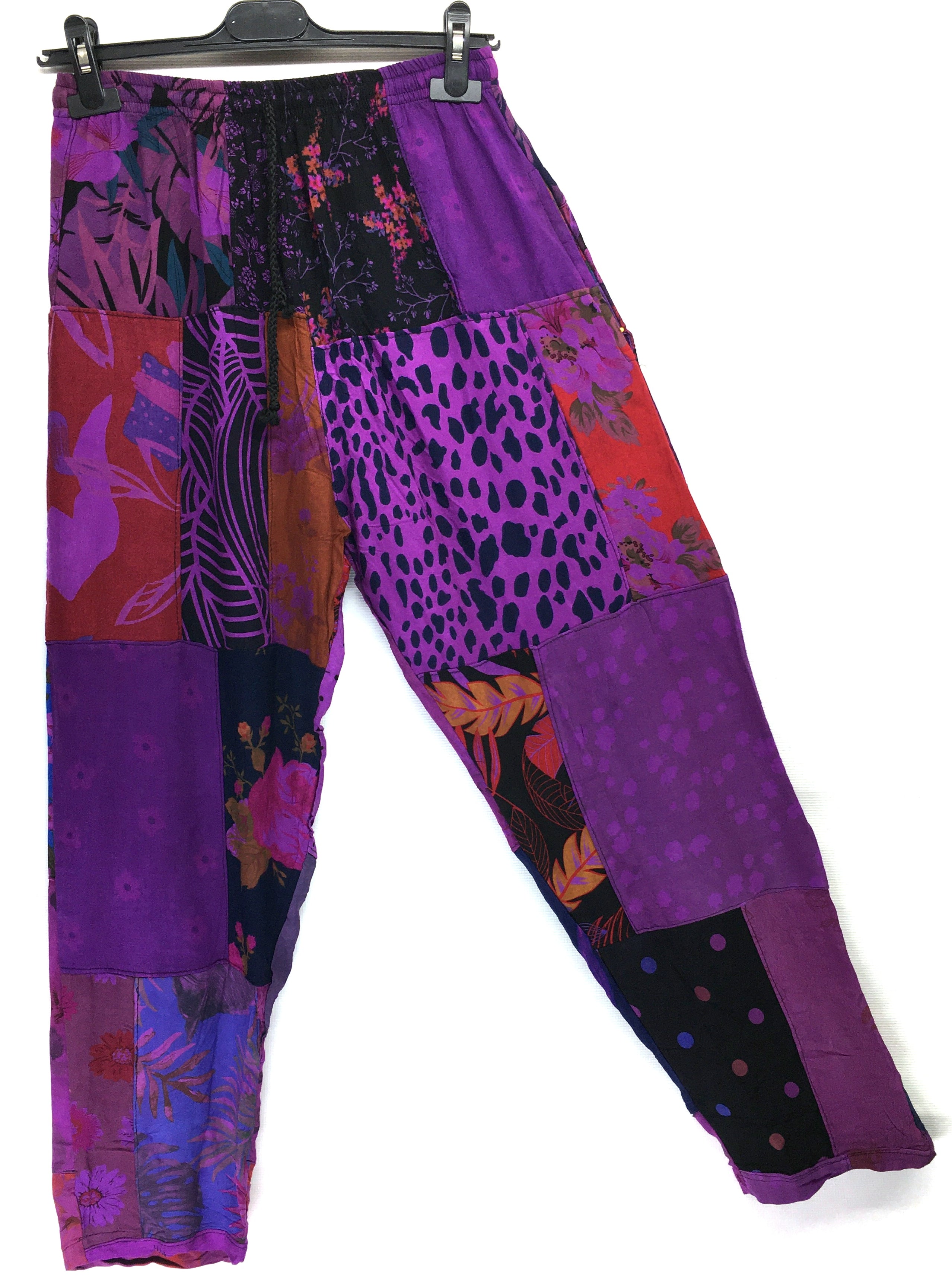 Gringo Fairtrade Indonesian Purple Patchwork Trousers ~ Small