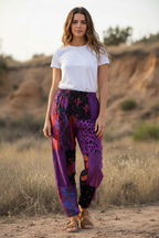 Gringo Fairtrade Indonesian Purple Patchwork Trousers ~ Small