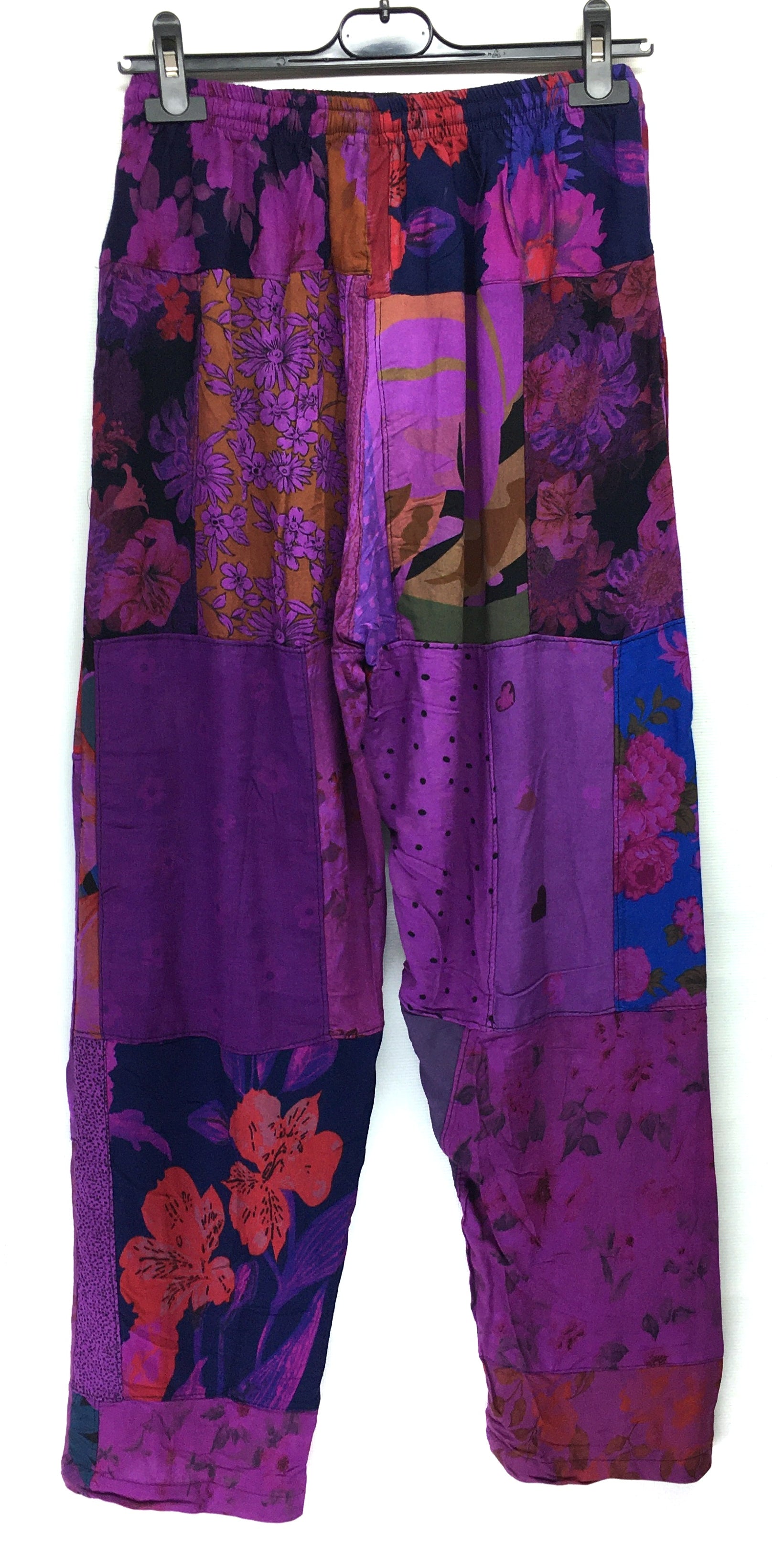 Gringo Fairtrade Indonesian Purple Patchwork Trousers ~ Small