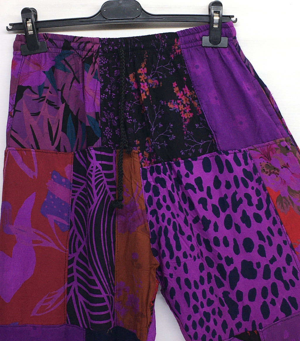 Gringo Fairtrade Indonesian Purple Patchwork Trousers ~ Small