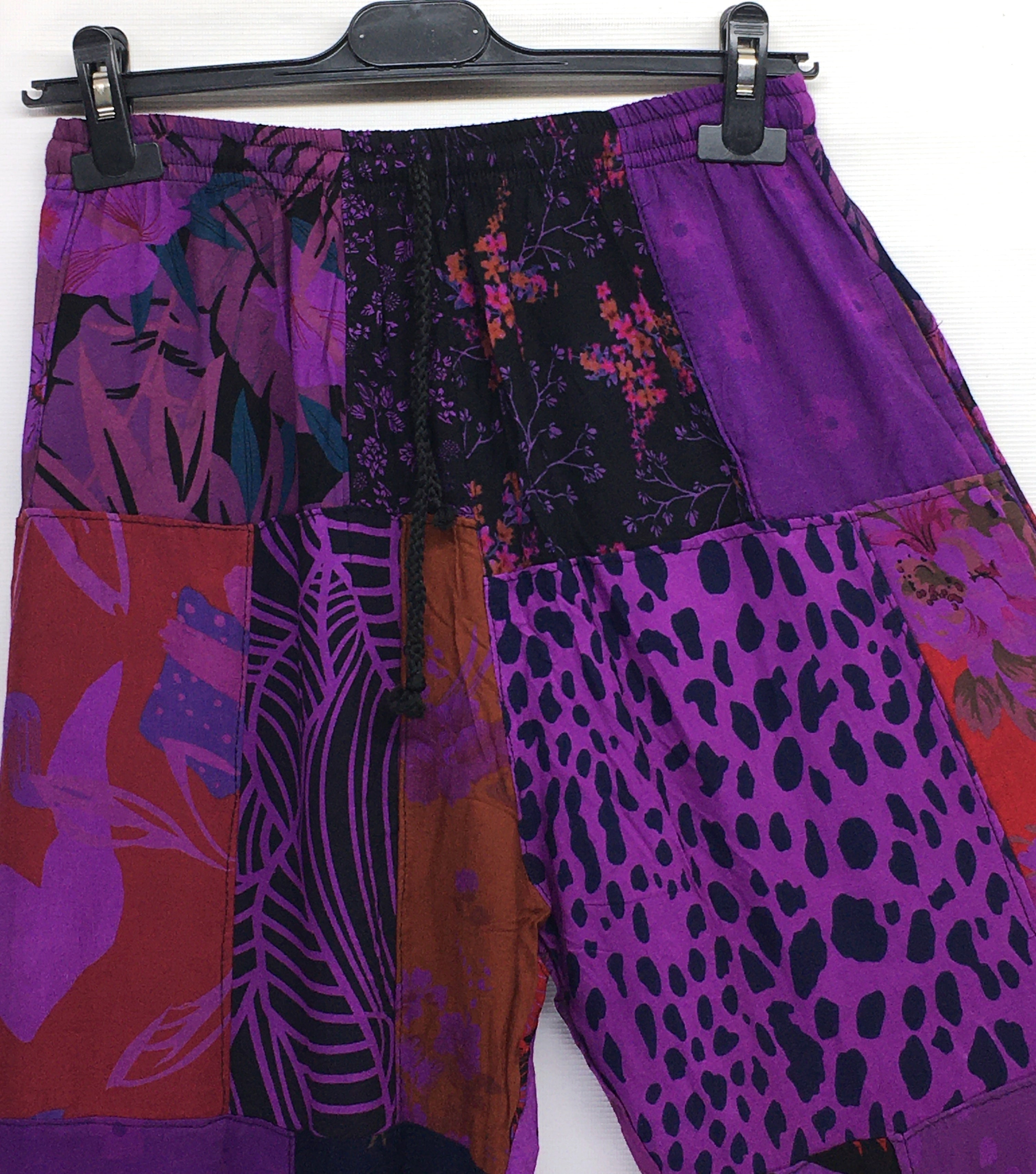 Gringo Fairtrade Indonesian Purple Patchwork Trousers ~ Small