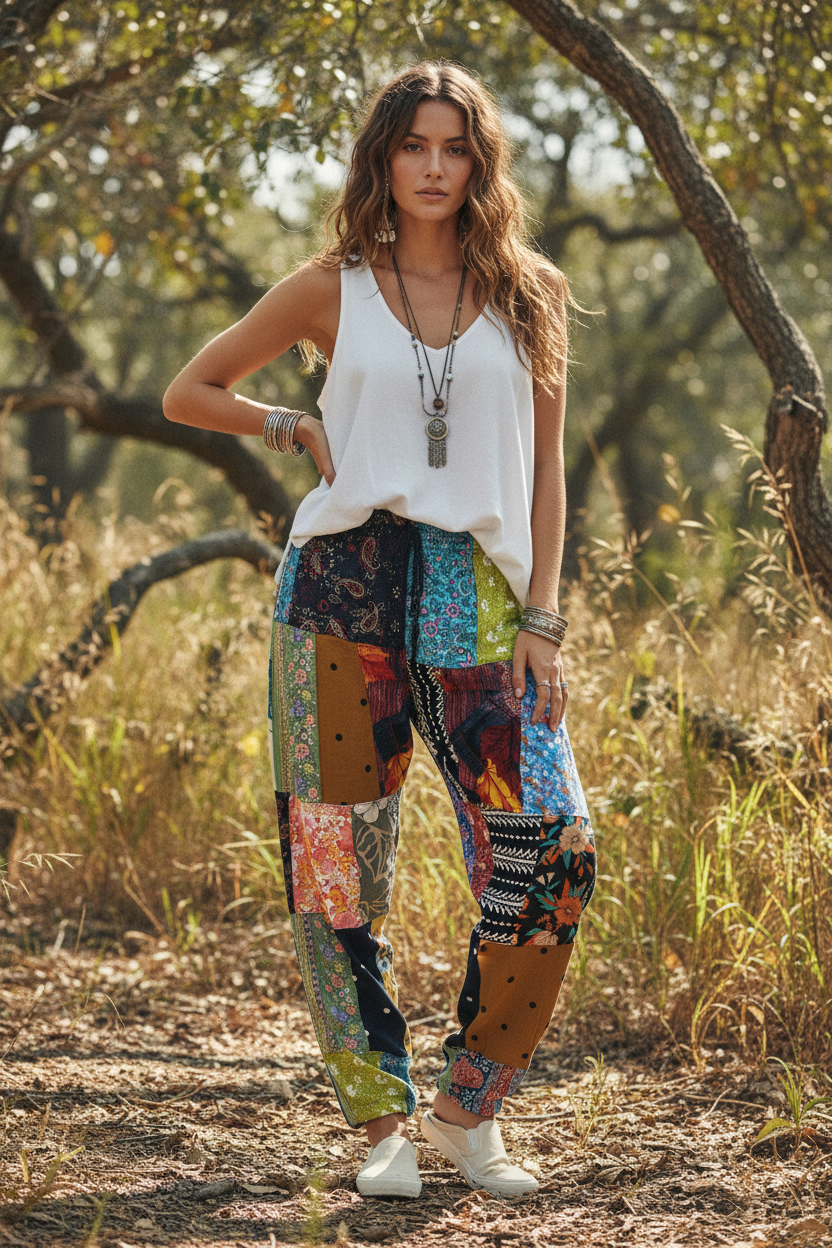Gringo Fairtrade Indonesian Patchwork Trousers Multi ~ Small