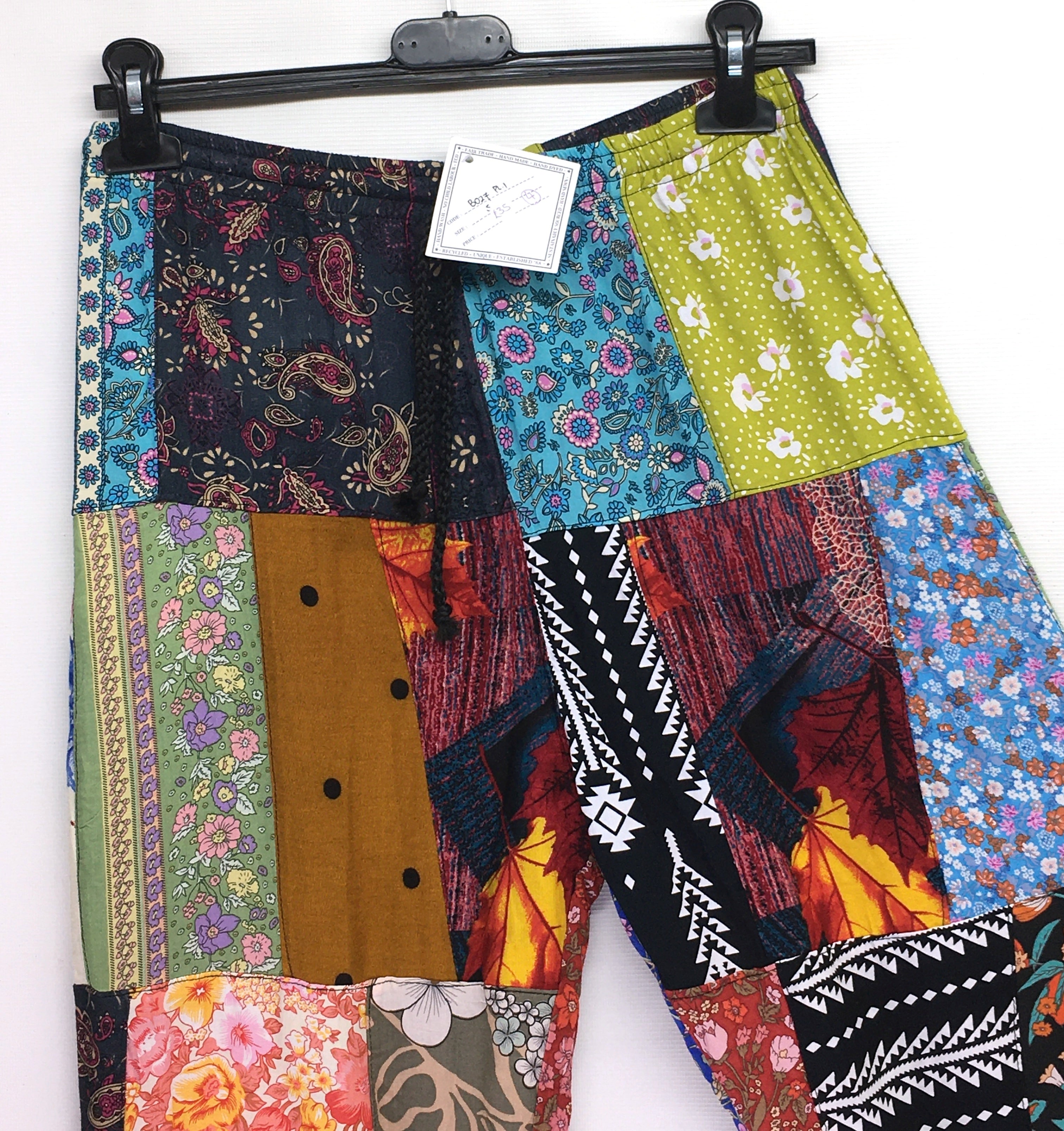 Gringo Fairtrade Indonesian Patchwork Trousers Multi ~ Small
