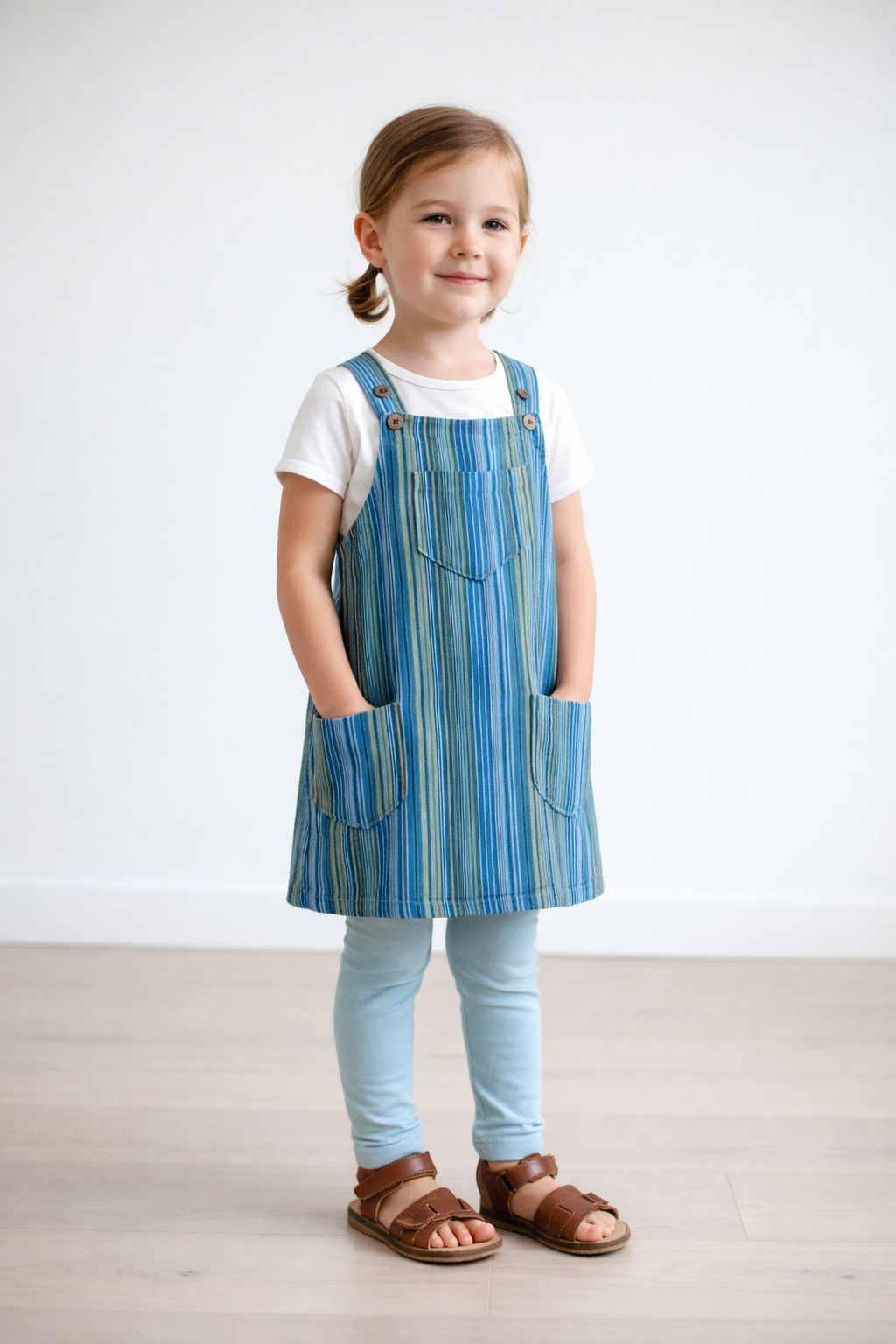 Gringo Fairtrade Girls Striped Pinafore Dress