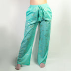 Ancient Wisdom Nomad Tie-Dye Sari Lounge Pants with Gold Print