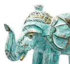 Turquoise Gold Wooden Carved Elephant