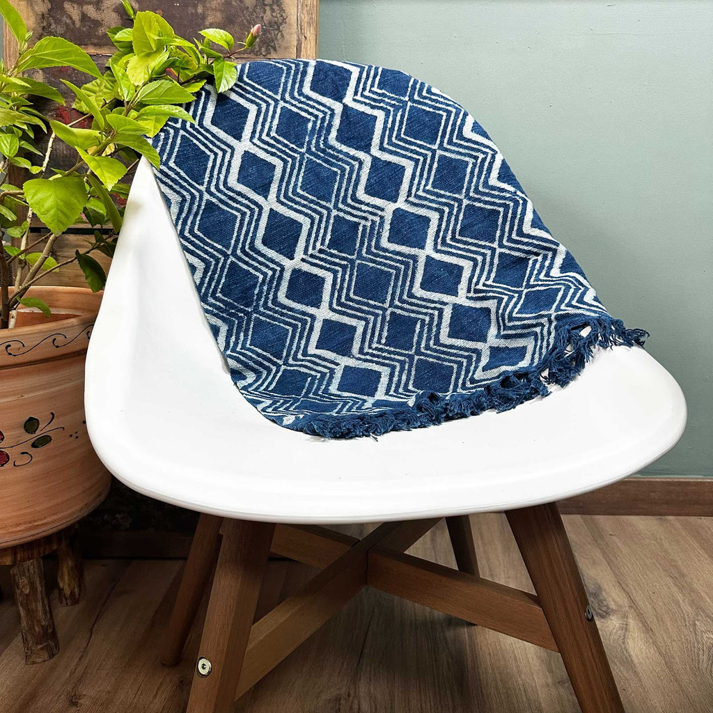Handmade Indigo Heerak Runner Rug ~ 170x60cm