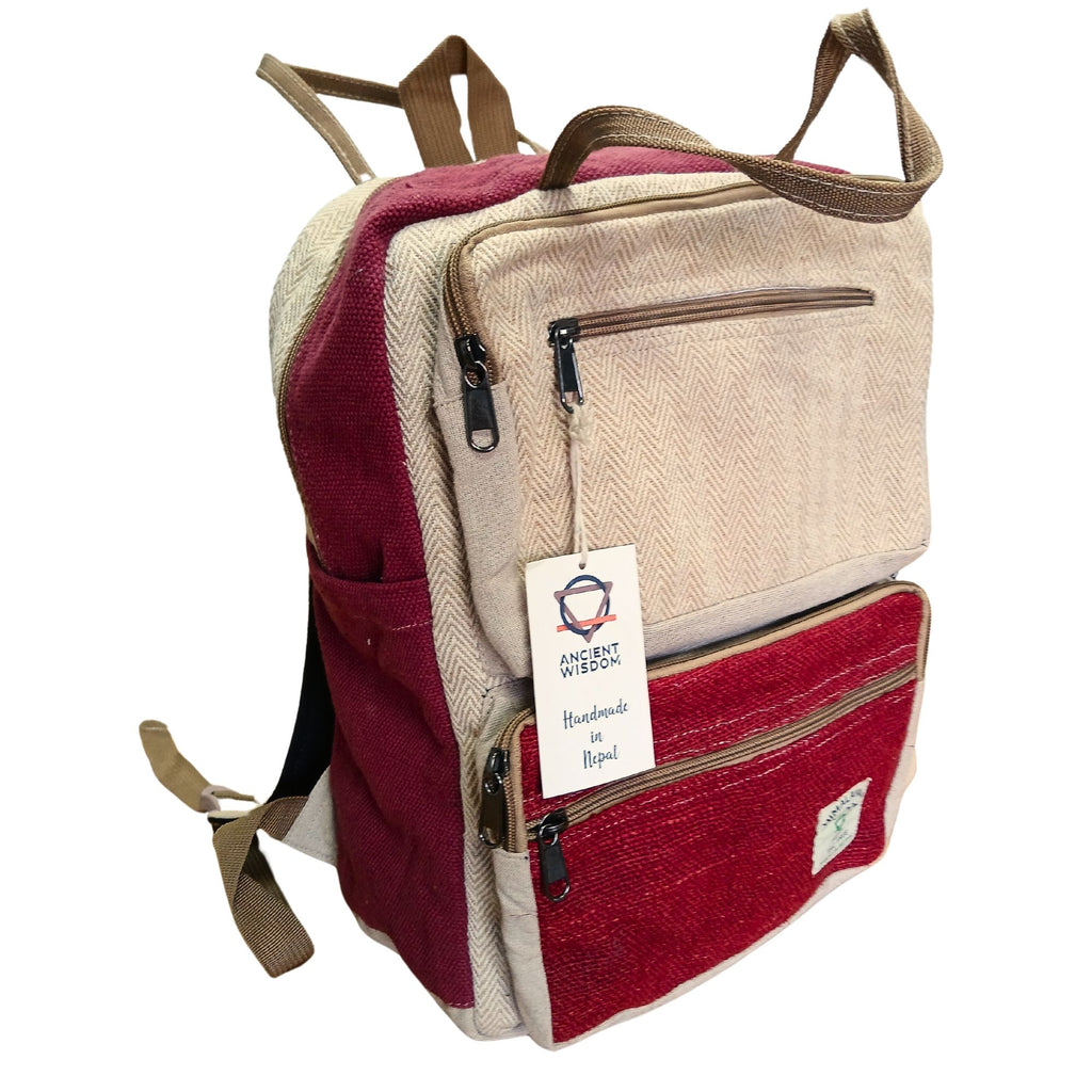 Boho Boxy Hemp Backpack ~ Teal Or Wine