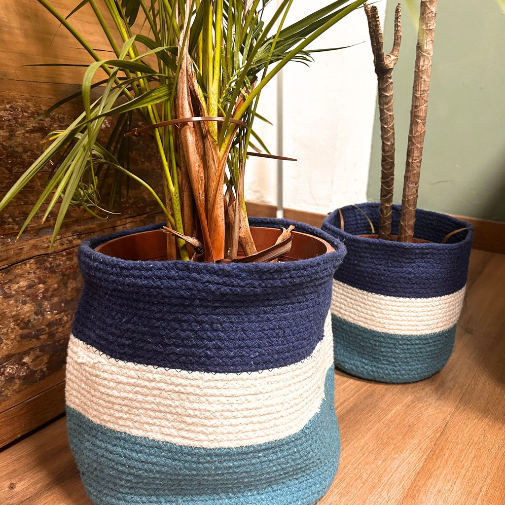 Evil Eye Jute Rope Baskets ~ Set of 3