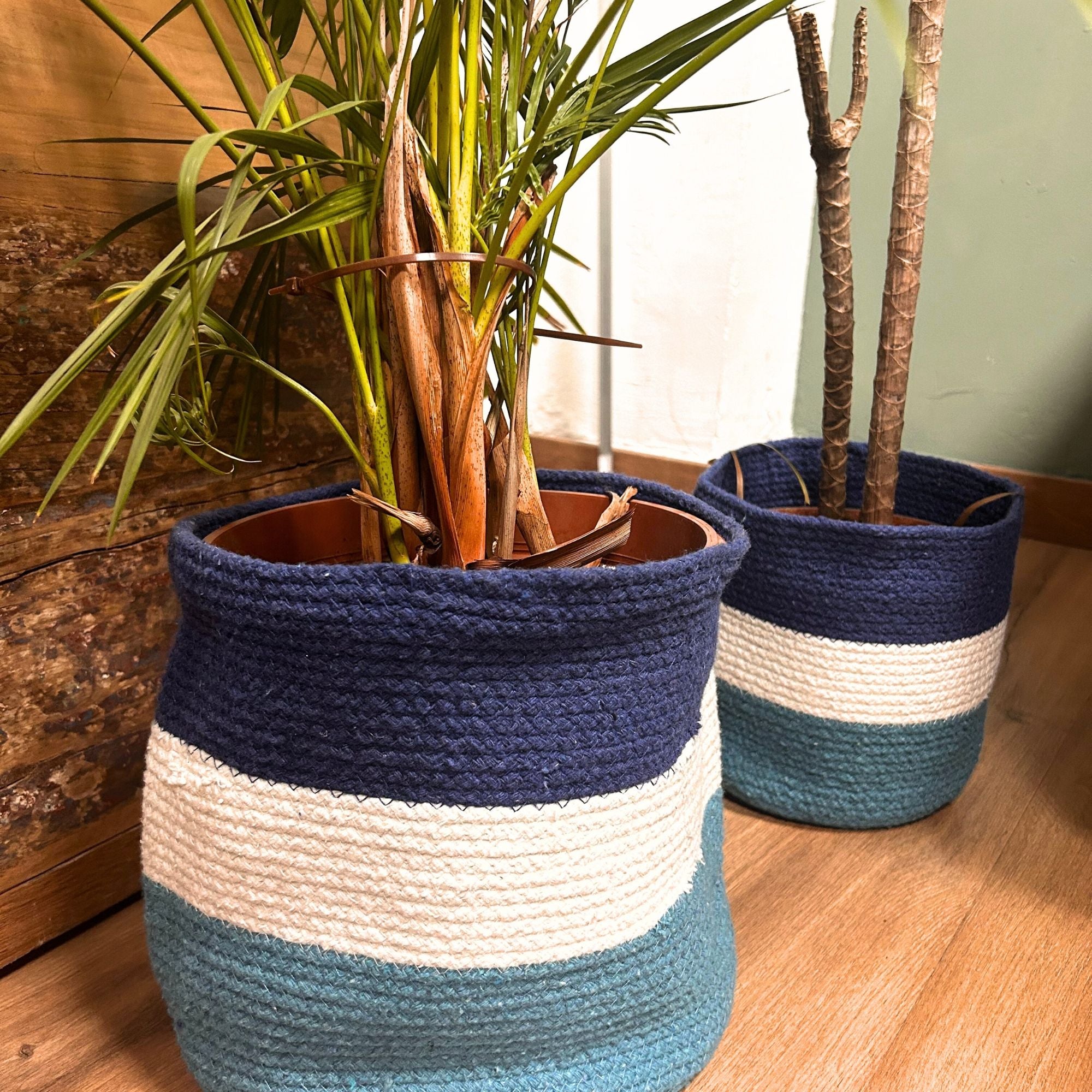 Evil Eye Jute Rope Baskets ~ Set of 3