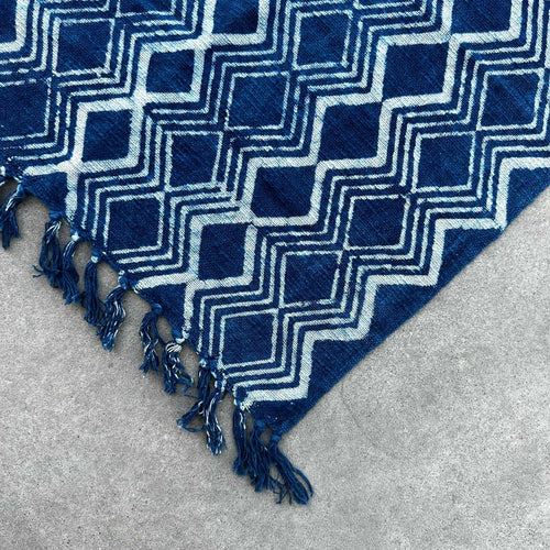 Ancient Wisdom Handmade Heerak Runner Rug - Indigo Blue