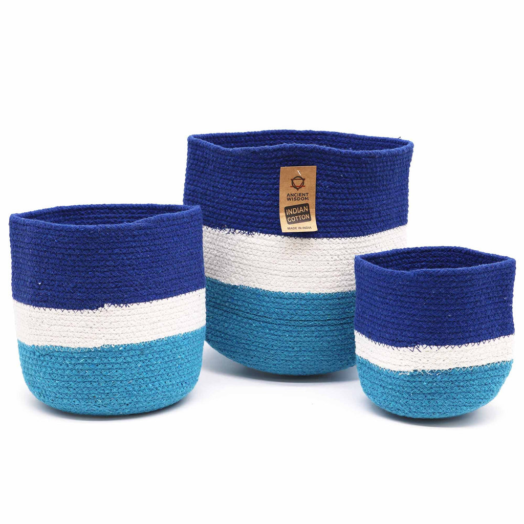 Evil Eye Jute Rope Baskets ~ Set of 3